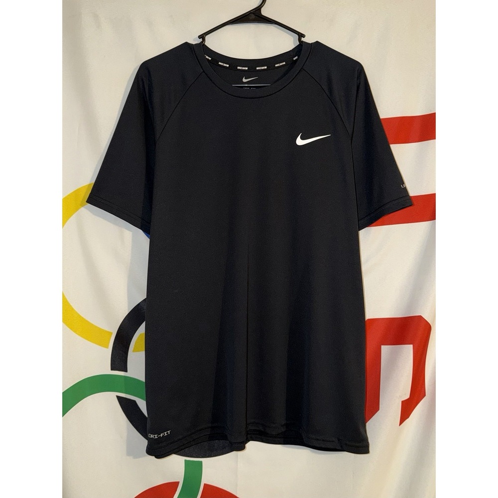 Nike Swim T Shirt Mens Large Black Dri Fit Activewear